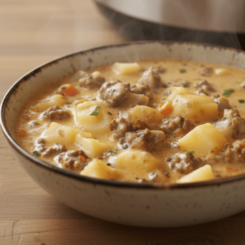Slow Cooker Potato Beef Soup Recipe - Set It and Forget It Comfort