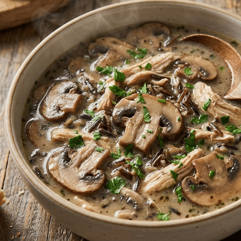Creamy Mushroom Chicken and Wild Rice Soup Recipe - Restaurant-Quality Comfort