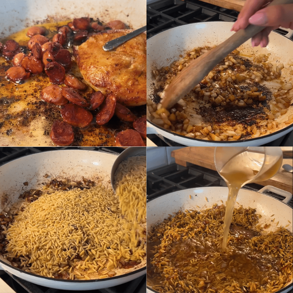 Cajun Chicken Sausage Orzo Step-by-Step Instructions