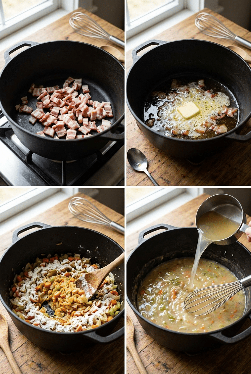 Step-by-step cooking process