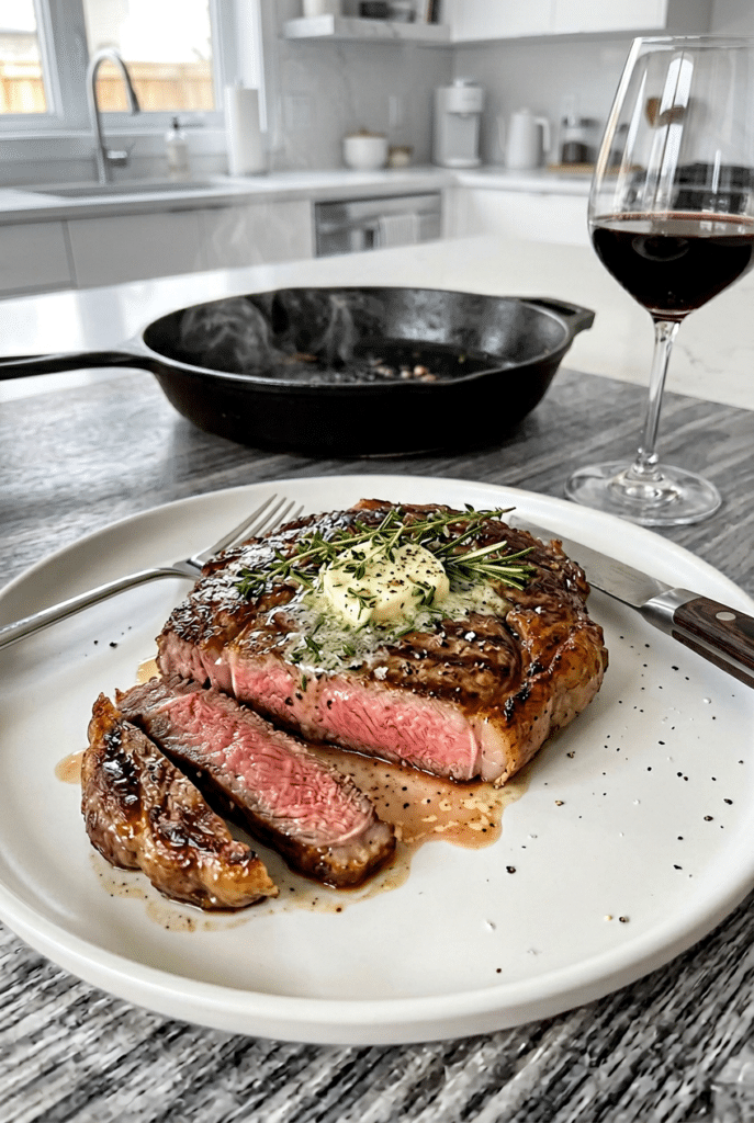pan-seared steak recipe - 1. Best Steak Recipe served on a plate