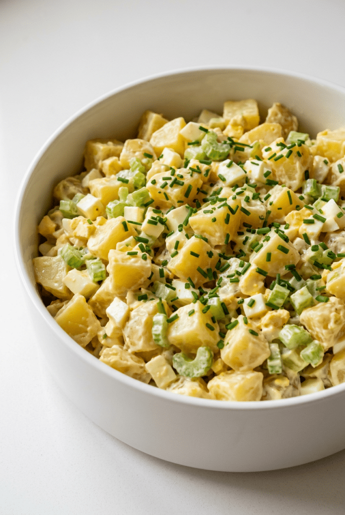 potato salad - Potato Salad served on a plate