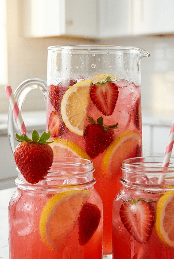 strawberry lemonade - Strawberry Lemonade served on a plate