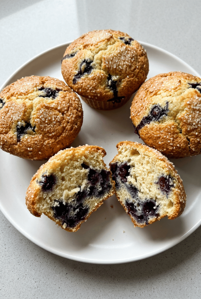 blueberry muffin - Blueberry Muffin served on a plate