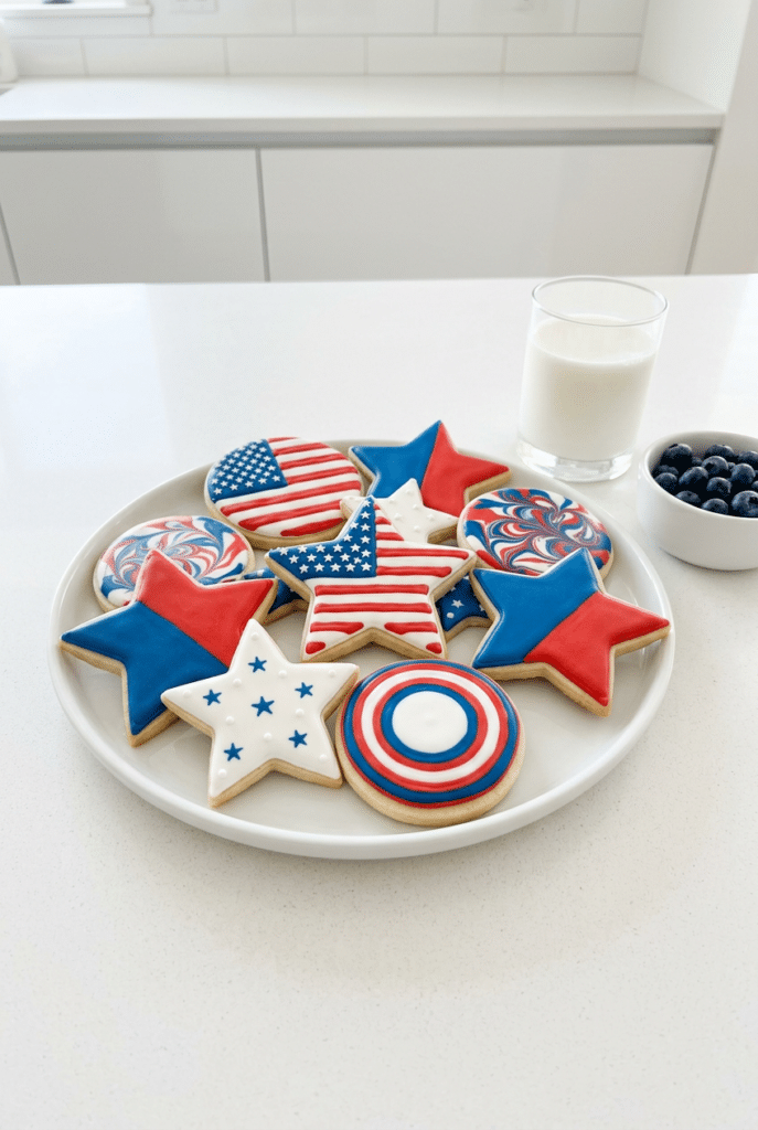 4th of July cookies - 5. 4th of July Cookies served on a plate
