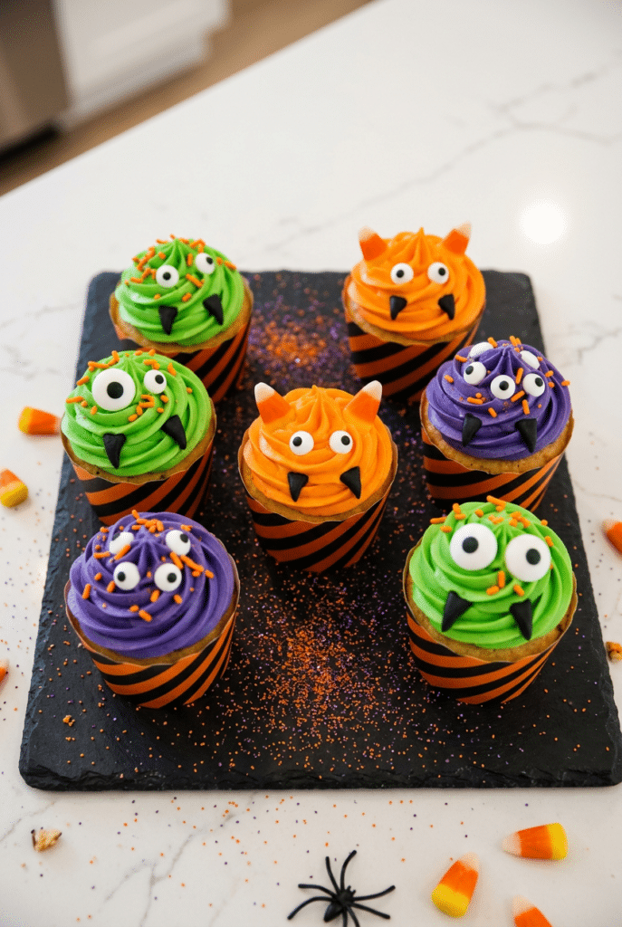 spooky cupcakes - Spooky Cupcakes (keep) served on a plate